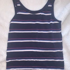 Navy Blue Multicolor Striped Tank Top